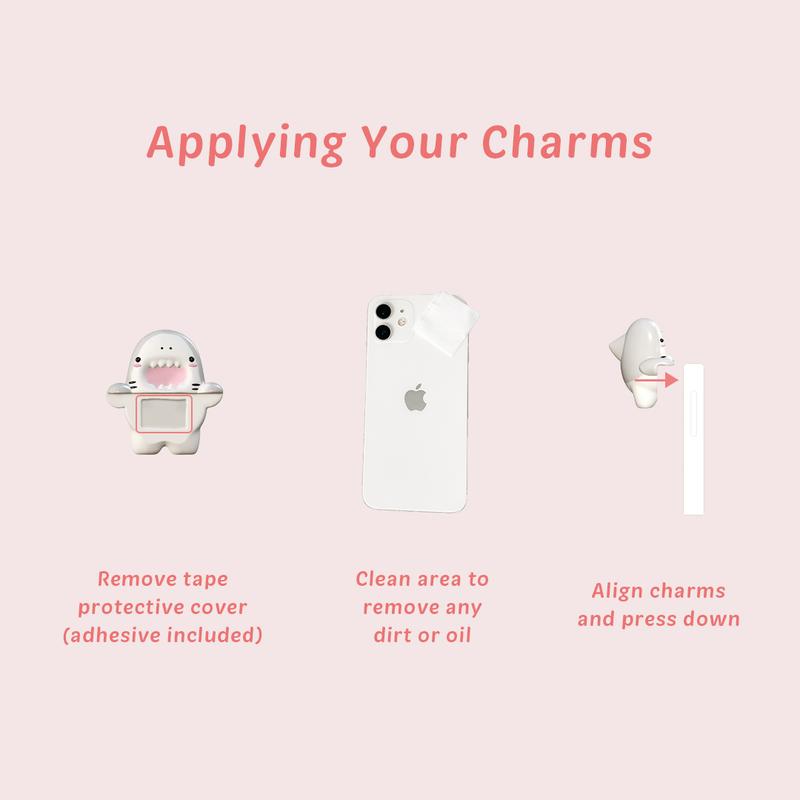 Chiffon Shark Peeking Sticker Phone Charm - Cute Gift Tech Accessories for Phones and Tablets - Silicone, Plastic Smartphone Cellphone cell phone