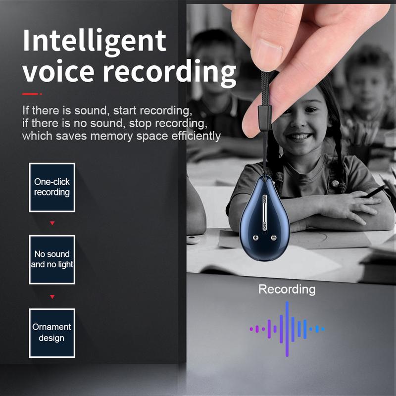 Water drop-shaped recorder, compact, portable, wearable, one-click high-definition recording, voice to document, supports interviews, meeting records, good concealment