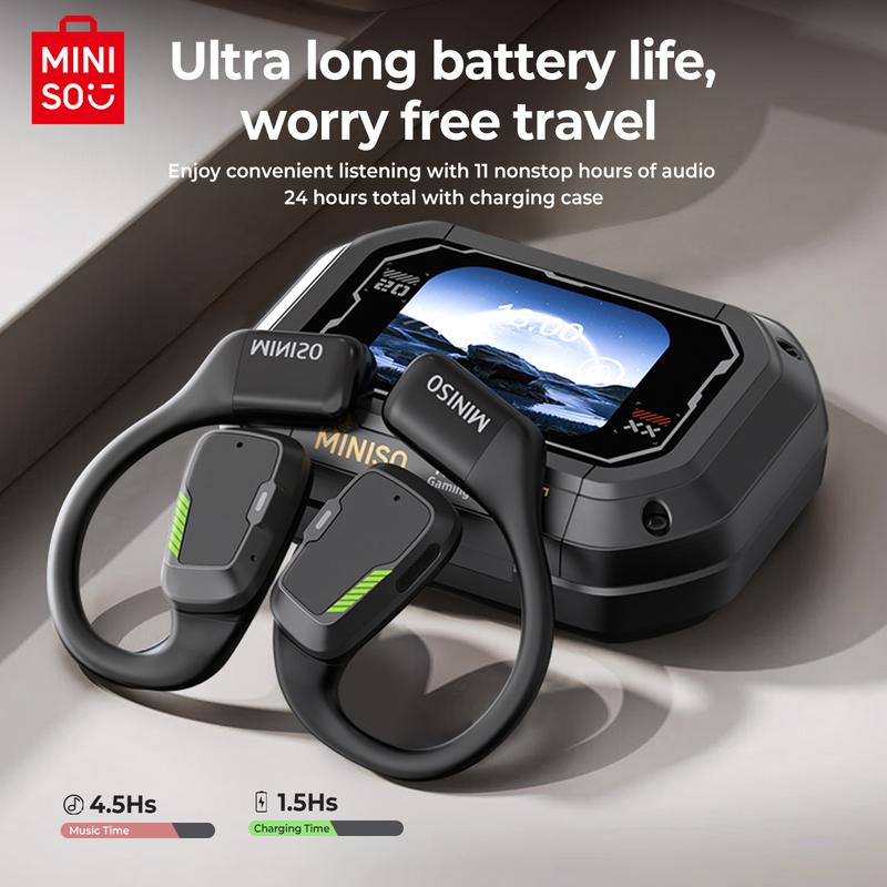 MINISO AI Translation Earbuds M98 Camouflage OWS Wireless Earbuds Open-Ear True Bluetooth 5.4 Earphones, 35Hours Play time, Touchscreen Headphones Immersive Premium Sound Long Distance Connection Headset,Light-Weight Headphones Built-in Mics