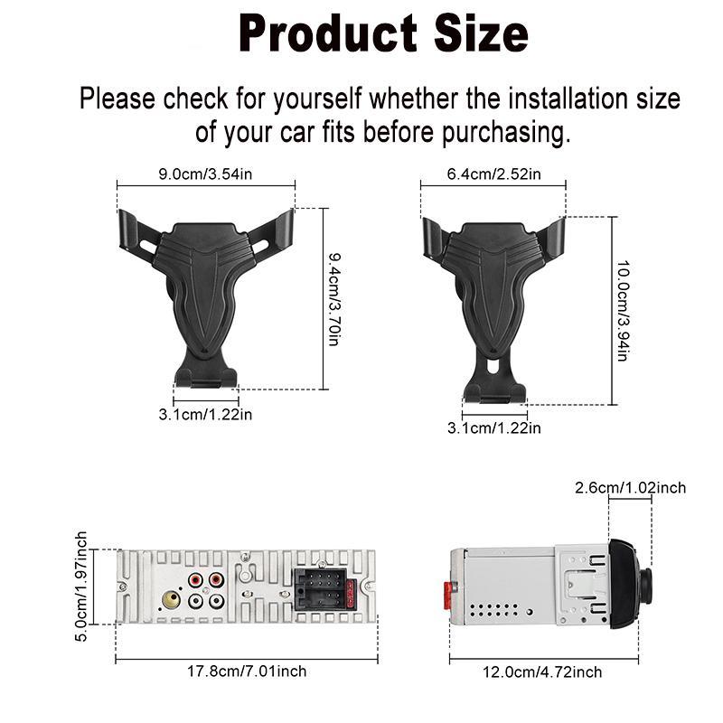 12V Car Video Player, Car MP3 Player with Bluetooth-compatible Connection, Support USB SD AUX, Detachable Phone Holder, Easy To Install