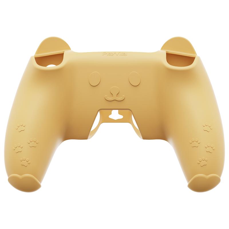 PlayVital Cute Bear Controller Silicone Case for ps5, Kawaii Controller Cover Protection Compatible with Charging Station, Gamepad Skin Protector for ps5 with Touch Pad Sticker & Thumb Grips Accessories