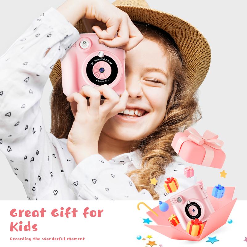 Kids Camera Instant Print with HD Video,Children Digital Camera Toys Gift for Girls Boys 3-12 Age, Portable Christmas Birthday Gifts, Toddler Toys