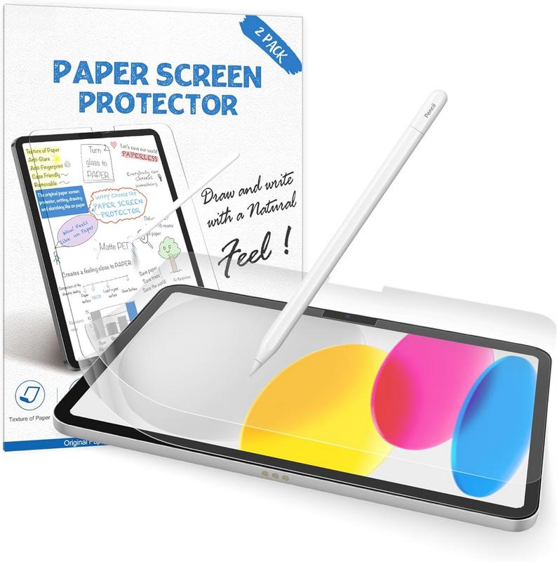 2 PACK Paper Screen Protector for iPad 10th Generation 2022 (10.9 Inch), Matte PET Film for iPad 10.9-inch, Write and Draw Like on Paper, Anti-Glare Screen Protector