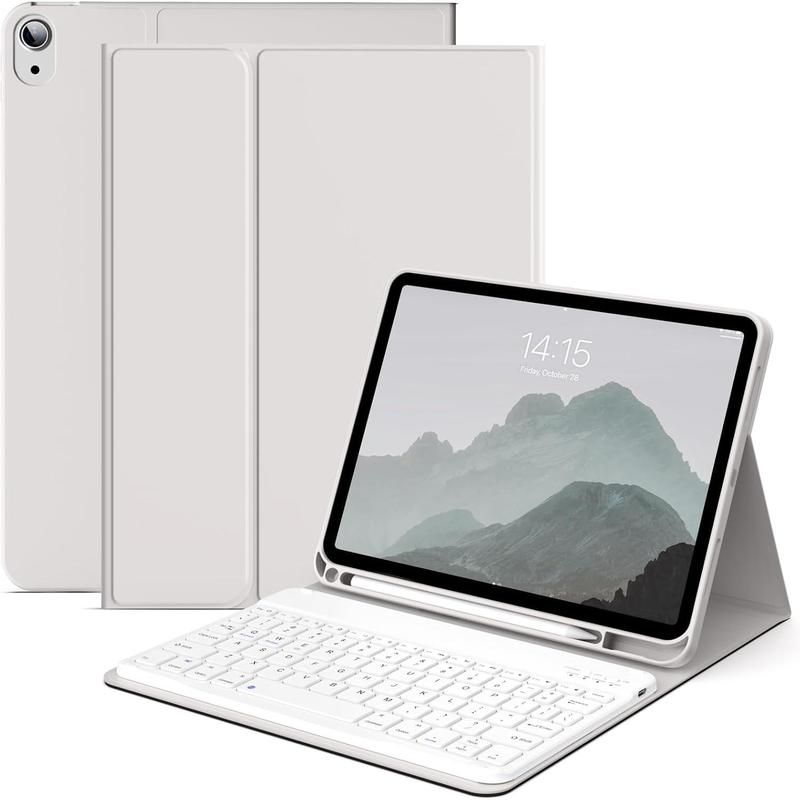 10.9 inch iPad 10th Generation Case 2022 with Keyboard and Pencil Holder, Rechargeable Detachable   Keyboard (Quick Connection), Soft TPU  Shell, Auto Sleep Wake, Gray