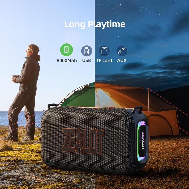 ZEALOT S85 Wireless Speaker, USB Rechargeable Bluetooth-compatible Speaker with Loud Audio, Waterproof Speaker for Outdoor, Party, Camping, Hiking