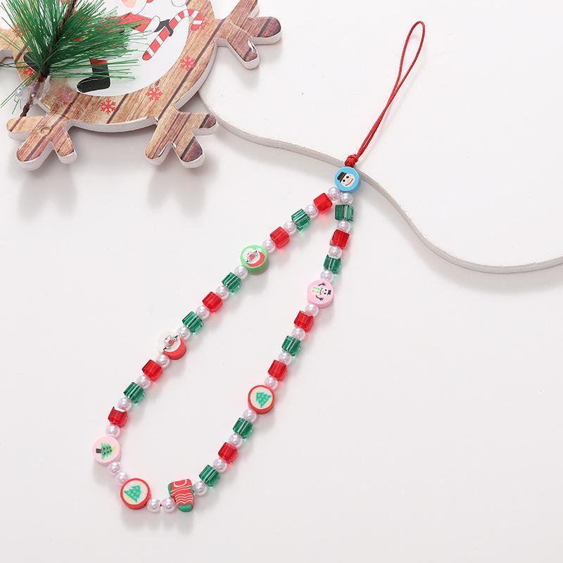 Christmas Beaded Phone Chain, Cute Beaded Phone Lanyard, Creative Phone Strap for Women & Girls, Fashion Phone Accessories for Daily Use