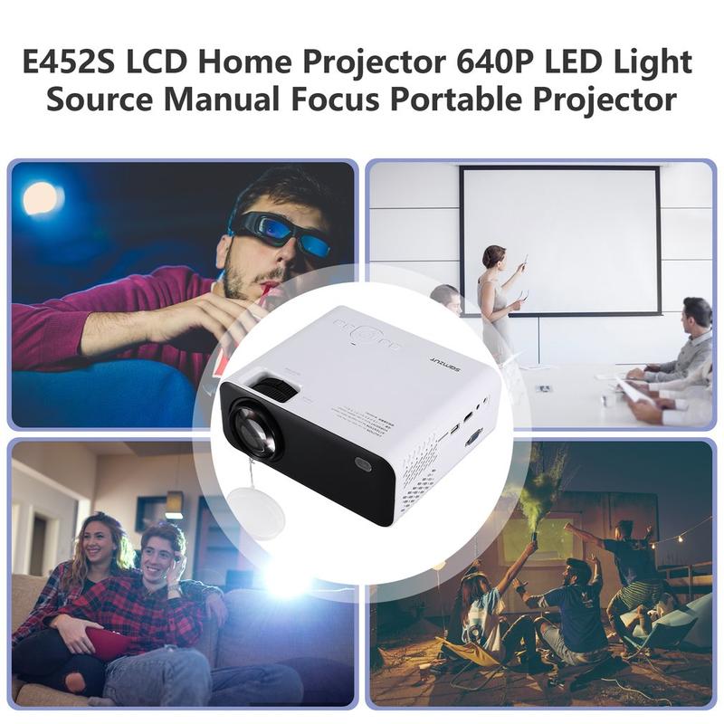 Home Projector 640P LED Light Source Manual Focus Portable Practical Multifunction Home Projector，Home Cinema，Outdoor Audio