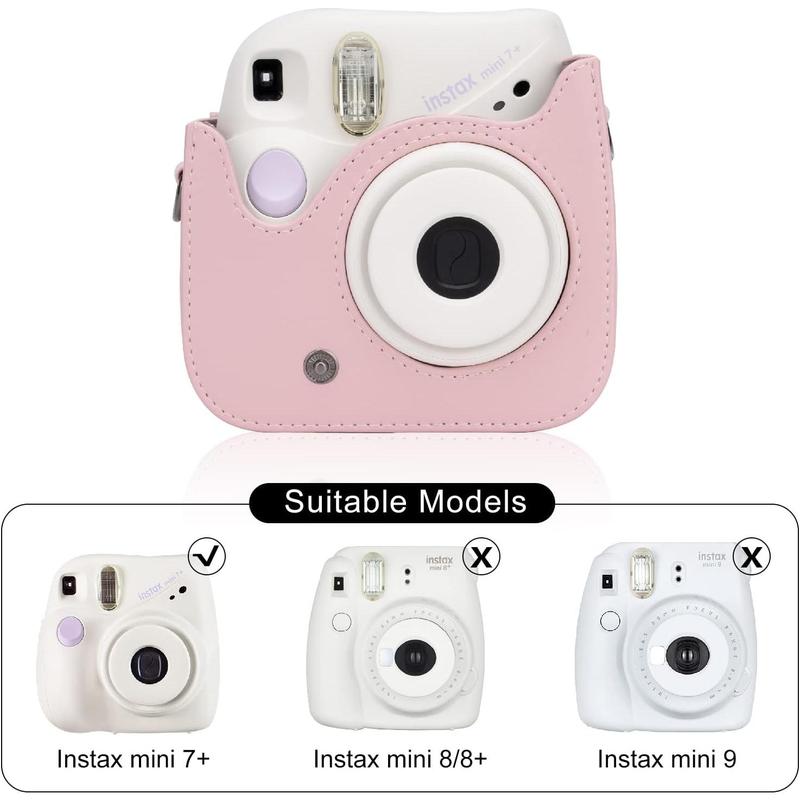 Protective Case for Fujifilm Instax Mini 7+ SE Instant Camera, Premium PU Leather Mini 7 Plus 7c 7s Case Bag with Removable Adjustable Strap