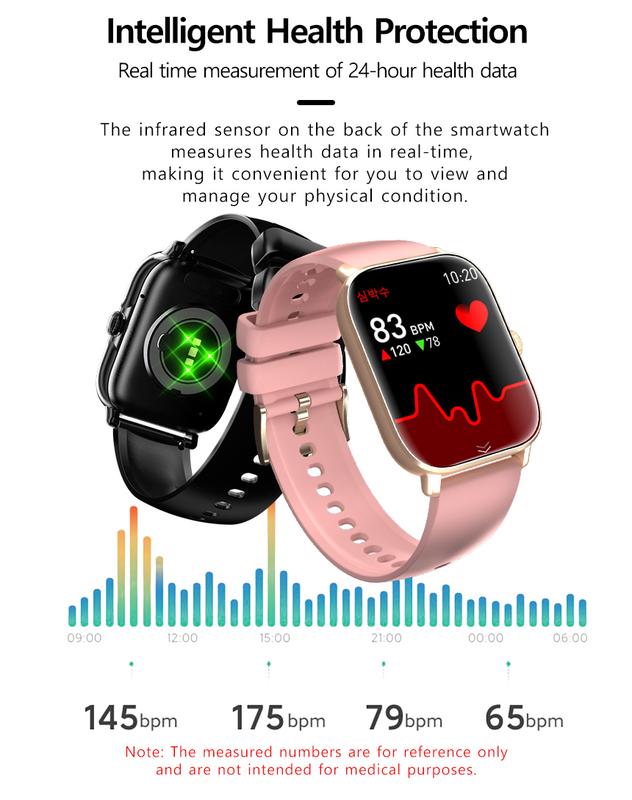  Wapik X3 smartwatch with high-definition calling function and large high-definition screen for daily health management heart rate and temperature change detection call notification exercise mode sleep detection SMS notification IP68 waterproofing