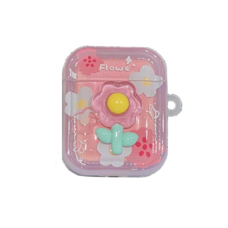 Cute Flower Design Earphone Case, Decorative Earphone Protector Cover, Earphone Accessories Compatible with AirPods