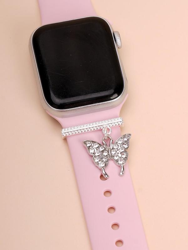 Butterfly Design Watch Band Charm, Rhinestone Decor Watch Band Ornament, Watch Strap Accessory for Apple Watch, Galaxy Watch, Huawei Watch