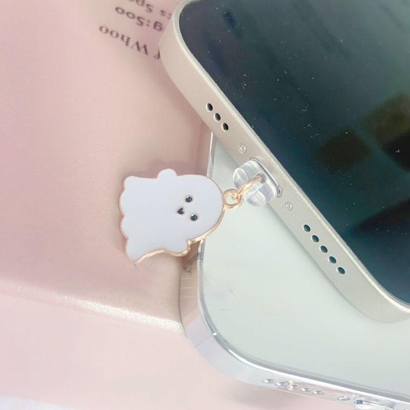 Cute Ghost Design Phone Dust Plug, 1 Count Anti-dust Plug for Mobile Phone, Phone Hole Dust Plug, Mobile Phone Parts