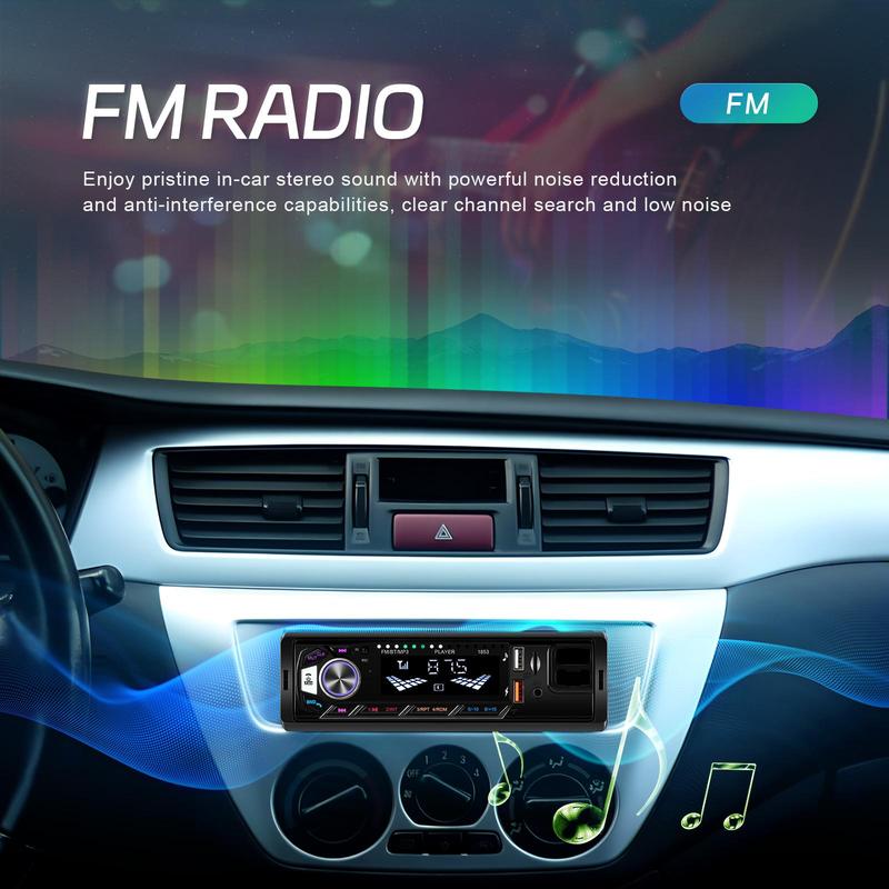 12V Car Video Player, Car MP3 Player with Bluetooth-compatible Connection, Support USB SD AUX, Detachable Phone Holder, Easy To Install