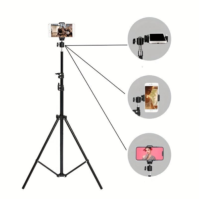 Portable Selfie Stick Tripod with Phone Holder, Adjustable Height Cellphone Holder Tripod Stand, Suitable for Video Recording & Photography & Live Streaming