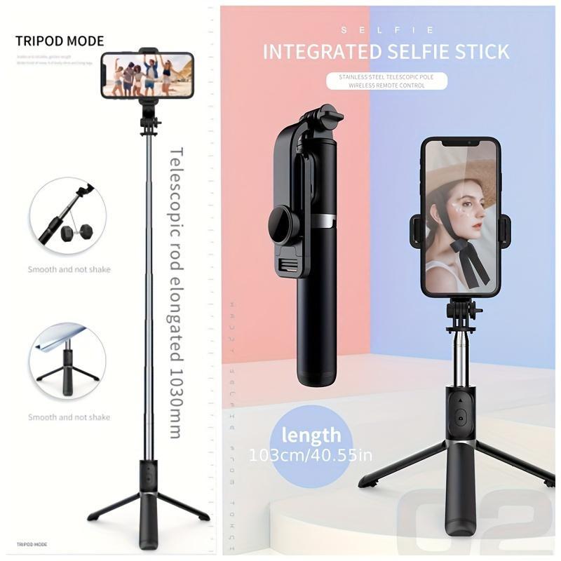 40-Inch Extendable Cell Phone Selfie Stick, 1 Count Smartphone Tripod Stand With Wireless Remote, Rotatable Selfie Stick For iPhone Samsung Android Smartphones