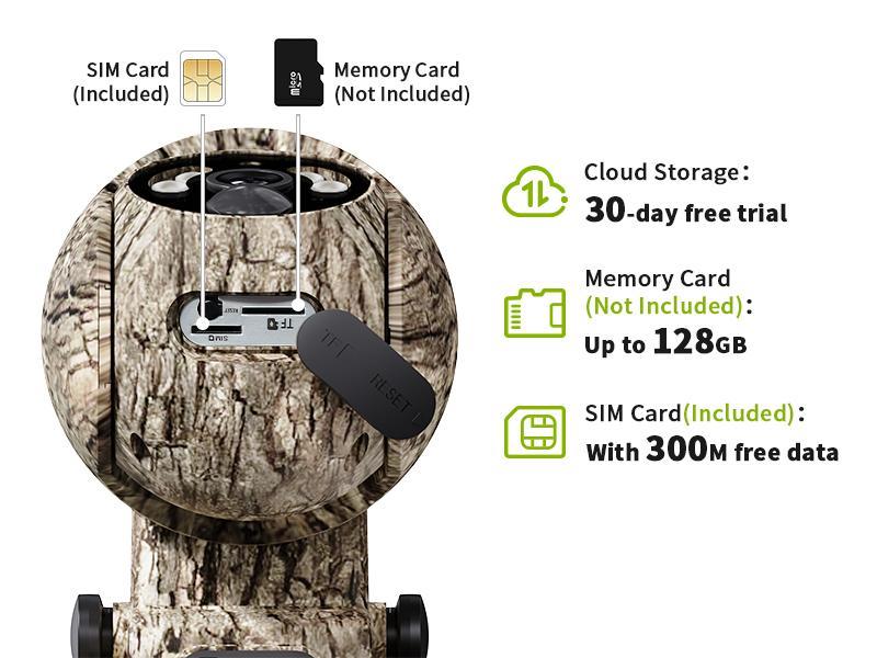 4G LTE Cellular Trail Camera 3rd Generation with Solar Panel, Built-in SIM Card, UNLIMITED Data Plan, NOT SUPPORT WIFI, Live Video Game Camera with 360° Pan Tilt, Motion Activated, 2K Color Night Vision