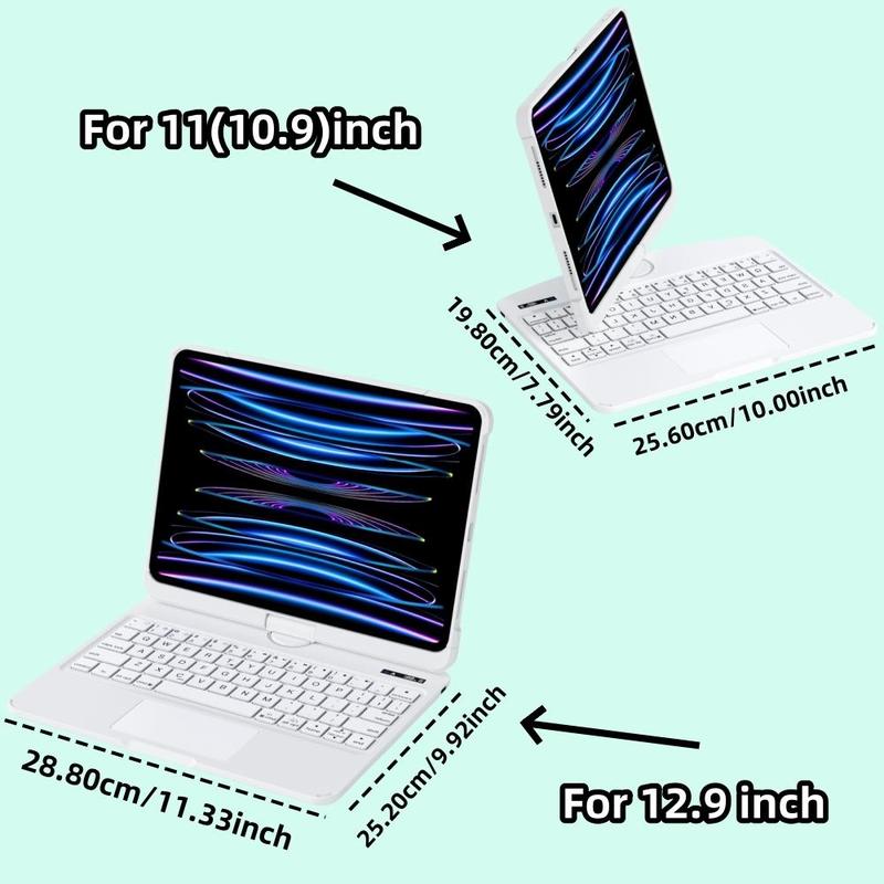 360 Swivel Magic Keyboard Case, 1 Count Wireless Keyboard with Smart Touchpad & Case, Smart Backlit & Pen Slot, for iPad Pro 11 12.9inch Air4 Air5 10.9inch iPad Pro, Keyboard for iPad, Office Accessories, Tablet Keyboard, Tech Gadgets, Digital Products