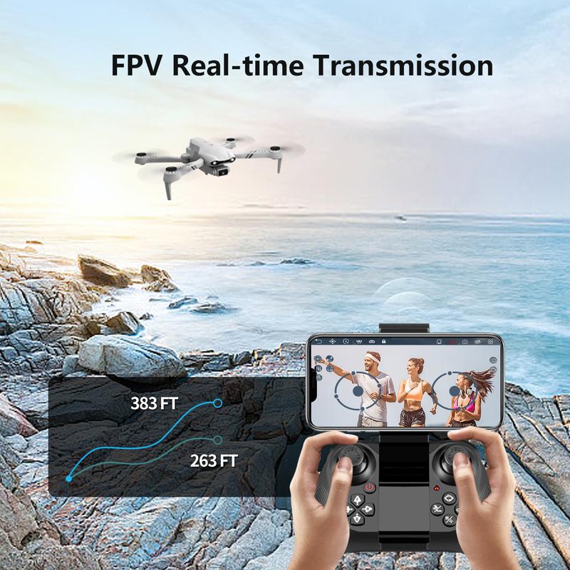 F10-1080p WiFi FPV drone with 1080p HD camera, headless mode 3D flips, RC quadcopter for beginners silver white Button Christmas