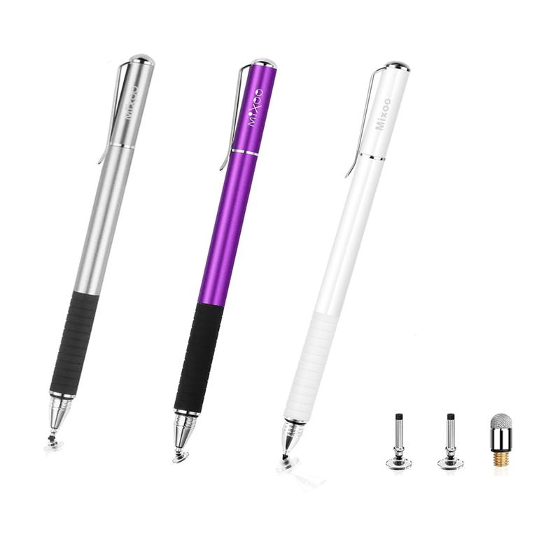 Stylus Pens for Touch Screens - Disc & Fiber Tip 2 in 1 High Sensitivity Universal Stylus for iPad, iPhone, Tablets and Other Capacitive Touch Screens