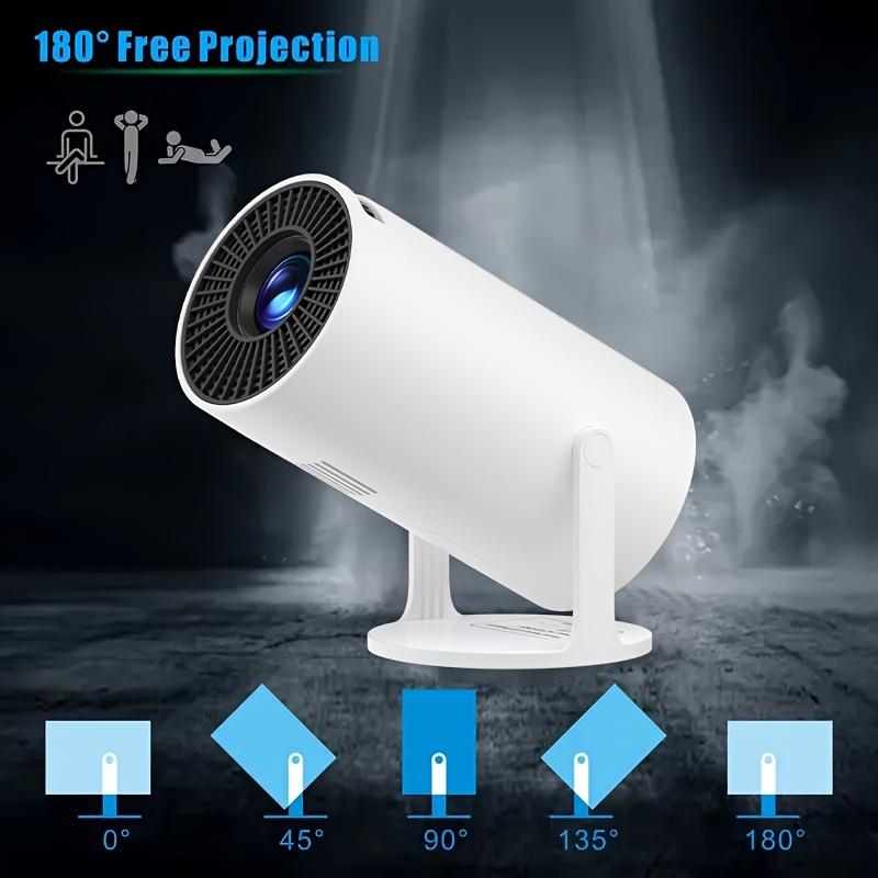 HY300 Pro Mini Portable Projector, 4K 260 ANSI Smart Projector With WiFi 6 BT 5.0, Screen Adjustment, 180 Degree Rotation, Home Video Projector Built-in Android 11.0 OS