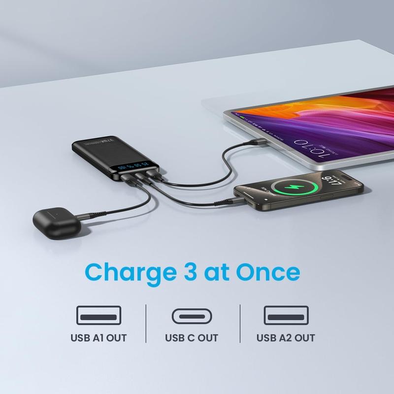 Portable Charger Power Bank 10000mah Power Bank USB C in&Out, Cell Phone Portable Power Bank Fast Charging, Slim Portable Phone Charger Battery Pack for iPhone Samsung Galaxy Pixel Moto Tablet