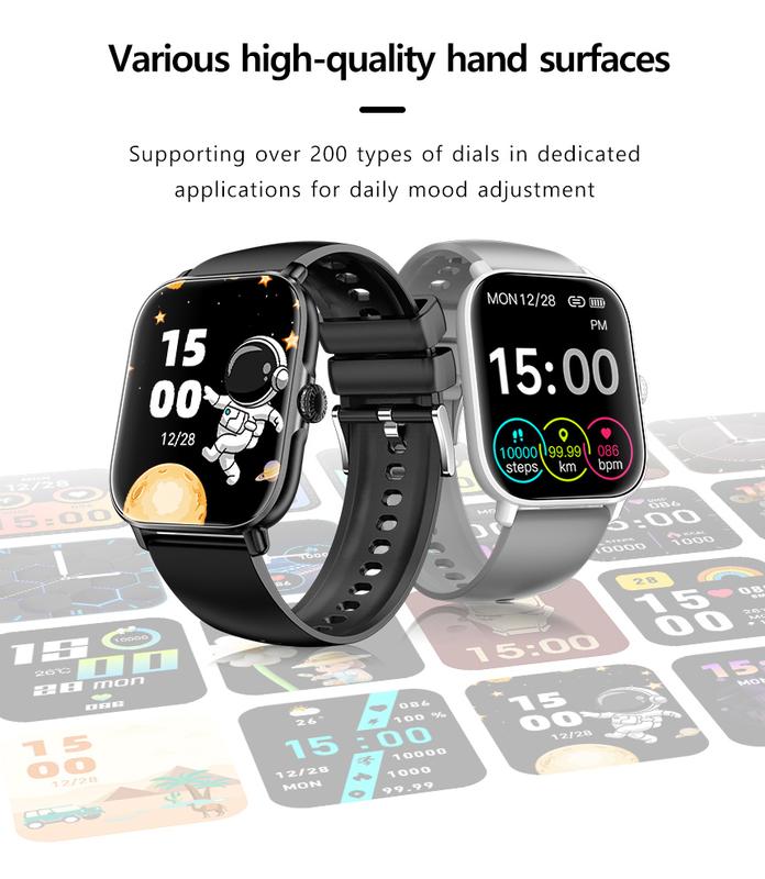  Wapik X3 smartwatch with high-definition calling function and large high-definition screen for daily health management heart rate and temperature change detection call notification exercise mode sleep detection SMS notification IP68 waterproofing