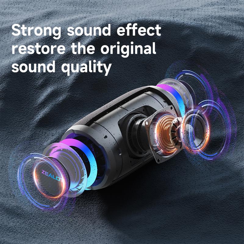 ZEALOT S61 20W Wireless Speaker (Without Microphone), Support Wired Microphone, Outdoor Portable Subwoofer Speaker, Wireless Speaker, Dual Pairing, 3600mAh Battery, 12 Hours Playing Time Loud Stereo Sound, Bass Flood