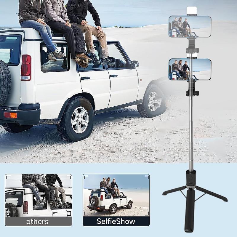 Selfie Stick with Fill Light, Handheld Selfie Stick, Multifunctional Phone Tripod, Phone Accessories for Live Streaming, Vlogging, Travel, Outdoor