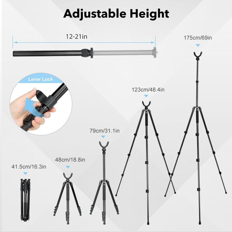 Shooting Tripod Hunting Rest V Yoke Shooting Sticks with 360 Rotate Height Adjustable 7