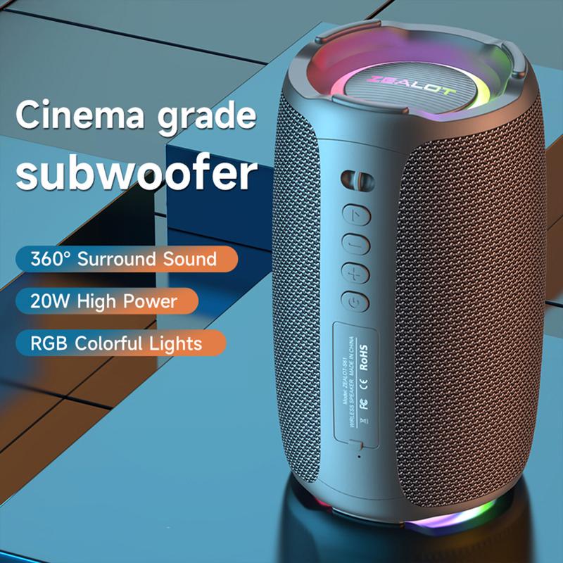 ZEALOT S61 20W Wireless Speaker (Without Microphone), Support Wired Microphone, Outdoor Portable Subwoofer Speaker, Wireless Speaker, Dual Pairing, 3600mAh Battery, 12 Hours Playing Time Loud Stereo Sound, Bass Flood