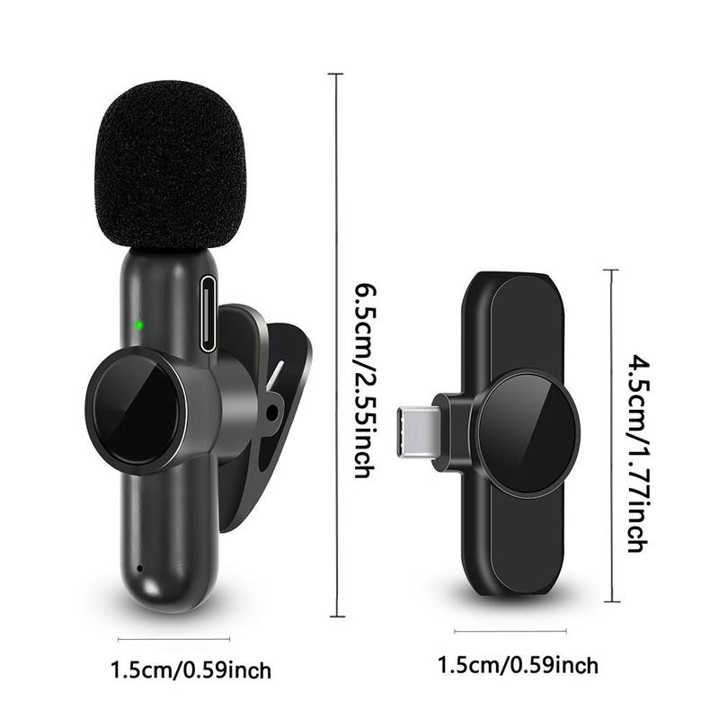 Compact Wireless Lavalier Microphone for iPhone Android Phone, 1 Count Clip-on Design Wireless Mic, Portable Plug & Play Mini Microphones For Video Audio Recording, Live Streaming, Teaching, Meeting, Vlog, Microphone for Smartphone, Laptop, Summer Gift