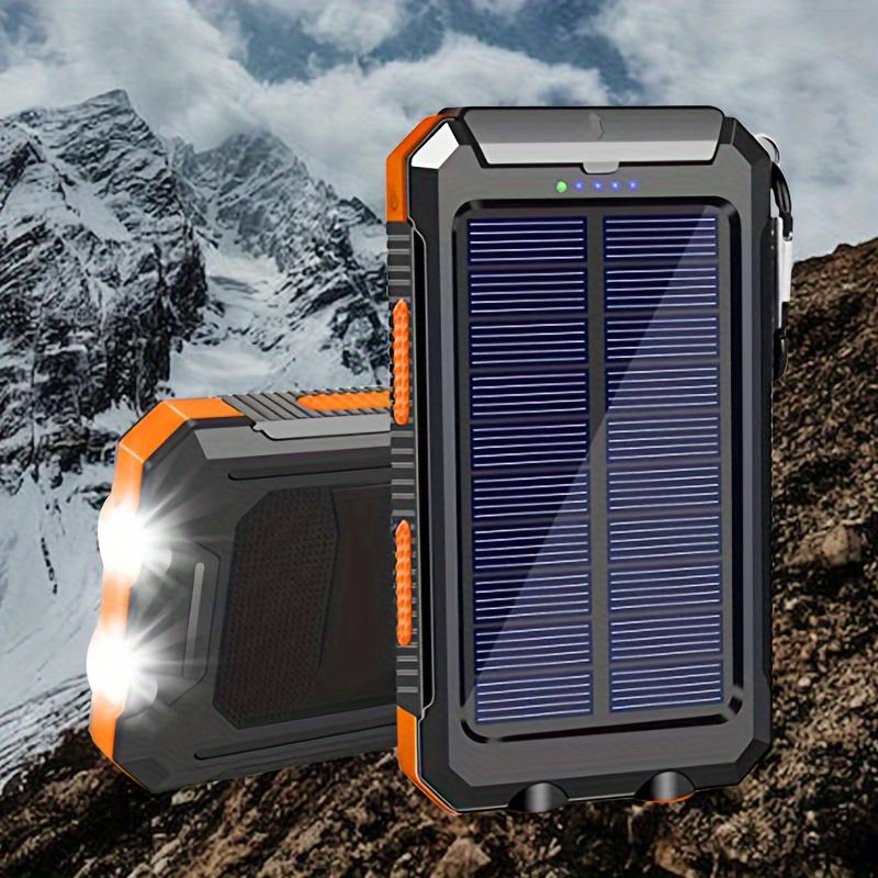 10000mAh Portable Solar Outdoor Emergency Battery Panel Charger with Flashlight Lighting USB Compass, Power Backup Battery Pack