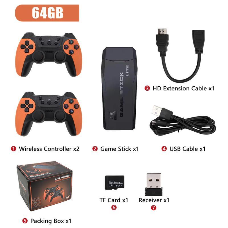 Upgraded Wireless Retro Gaming Console, Retro Game Stick 4K with 20,000+ Games and 9 Emulators Built-in, Plug and Play Video Games for TV, 2.4G Wireless Controllers