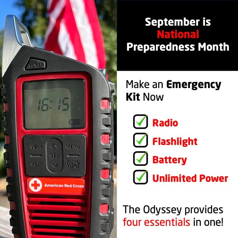 American Red Cross Odyssey | Bluetooth Weather Radio | Solar Powered & Portable