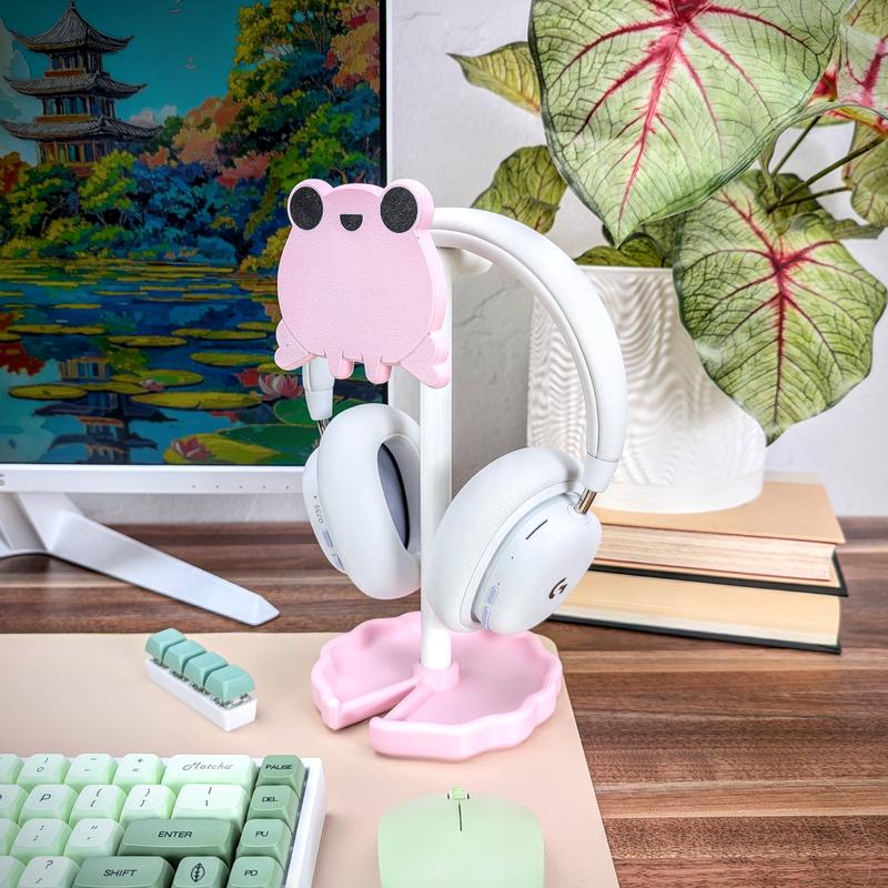 Frog Headphone Stand, Cute Headset Holder, Wall Mountable Headset Hanger, Headphone Stand Cute, Kawaii Desk Accessories, Kawaii Gaming Setup