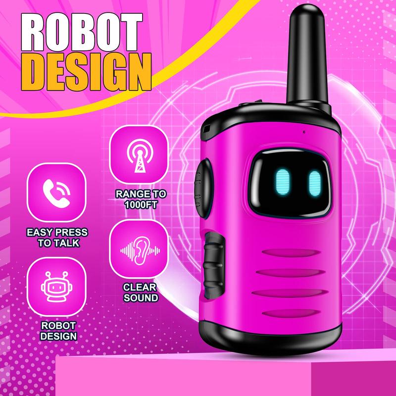 Walkie Talkies Toys for Kids.Mini Pink Girls Robots Walkies Talkie for 6-12 Year Old Girl Christmas Birthday Gifts Stocking Stuffers for Kids Age 6-10 Outdoor Games, Camping