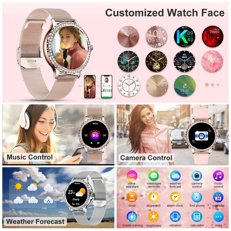 1.3 Inch Smart Watch with 1 Replaceable Silicone Watch Band, Multifunction Digital Wristwatch with Bluetooth-compatible Calling, Waterproof Sports Fitness Watch for Women