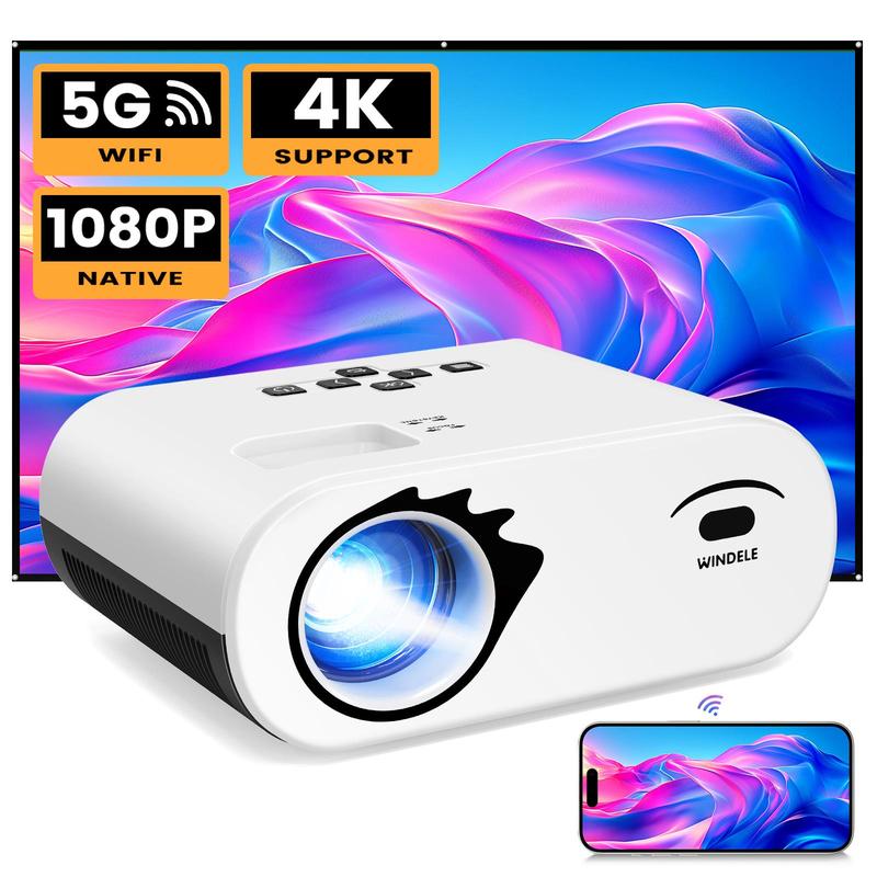 OLDTAN Portable Projector, 5G Projector, 1080P Video Projector, Outdoor Projector with Screen, WI-FI Mini Projector, Movie Projector, Home Theater Mini Projector