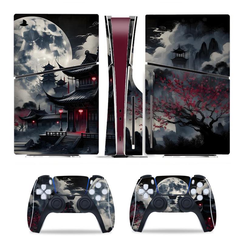 Moon Pattern Game Console Sticker, 1 Set Waterproof Self Adhesive Console Sticker, Decorative Console Protector for PS5 Slim