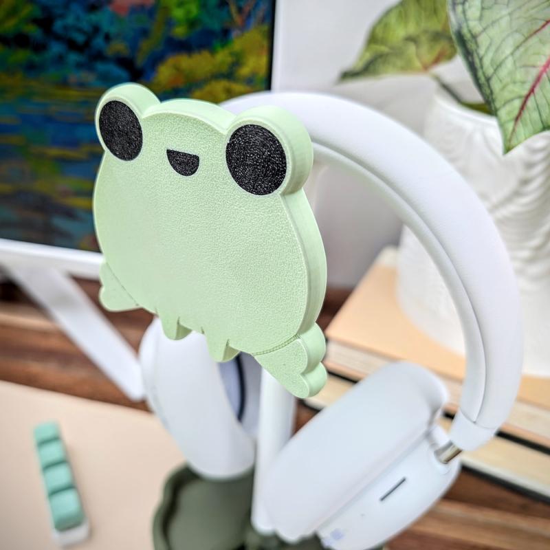 Frog Headphone Stand, Cute Headset Holder, Wall Mountable Headset Hanger, Headphone Stand Cute, Kawaii Desk Accessories, Kawaii Gaming Setup