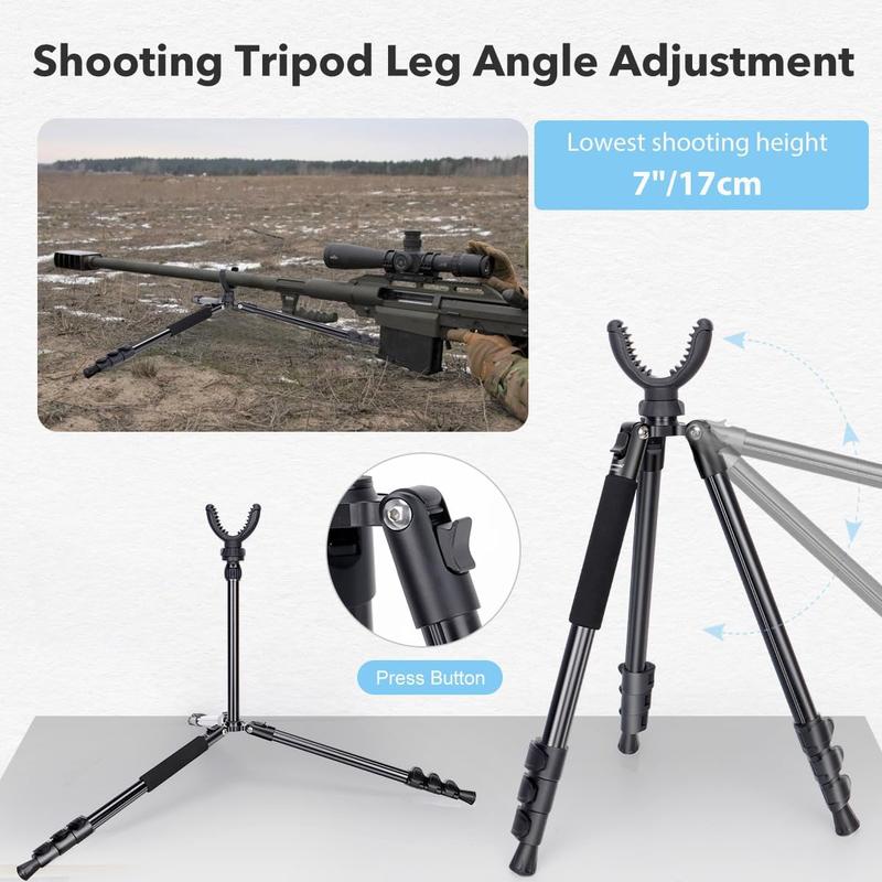 Shooting Tripod Hunting Rest V Yoke Shooting Sticks with 360 Rotate Height Adjustable 7