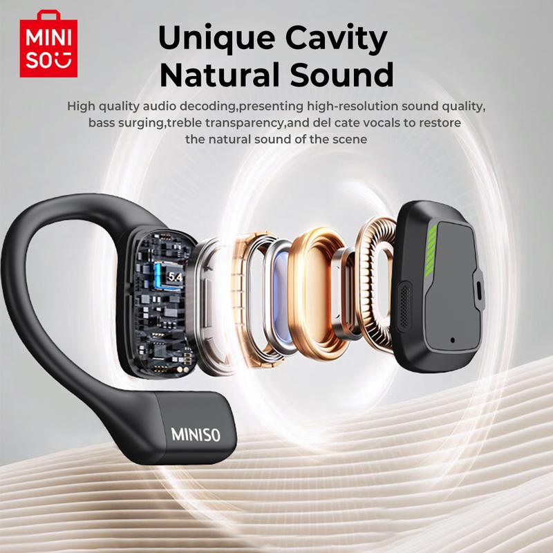 MINISO AI Translation Earbuds M98 Camouflage OWS Wireless Earbuds Open-Ear True Bluetooth 5.4 Earphones, 35Hours Play time, Touchscreen Headphones Immersive Premium Sound Long Distance Connection Headset,Light-Weight Headphones Built-in Mics