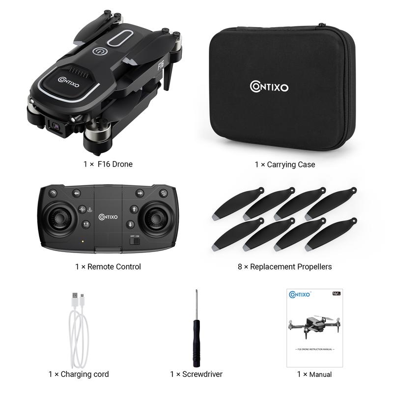 Contixo F16 RC Drone with 1080P Camera, Brushless Motor, 16 Min Flight, FPV, 360° Flips for Kids Adults Foldable dron Folding