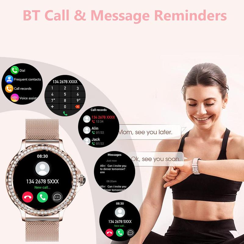 1.3 Inch Smart Watch with 1 Replaceable Silicone Watch Band, Multifunction Digital Wristwatch with Bluetooth-compatible Calling, Waterproof Sports Fitness Watch for Women