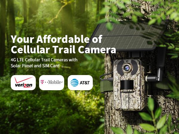 [Black Friday Deal] Solar Powered Wireless Trail Camera with Motion Activated, 4G LTE Data SIM Card, Low-Glow Night Vision, Support Live, Images and Video, Cloud Storage,  Support Android and IOS app, IP66 Waterproof, Outdoor Use, Forest, Farming