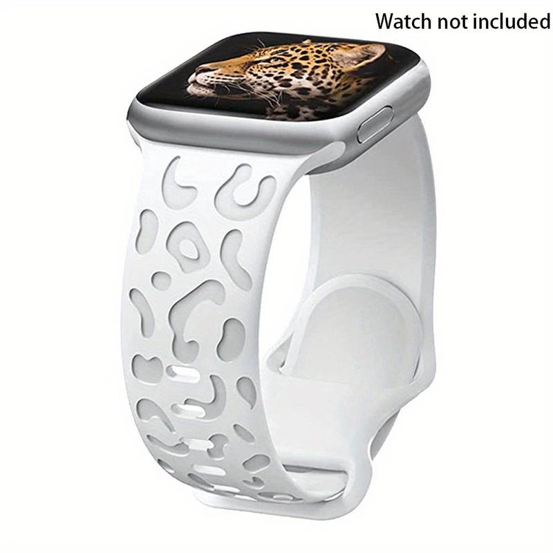 Leopard Pattern Smart Watch Band for Apple Watch, Waterproof Cheetah Sports Silicone Wristband for Fall, Trendy Matching Watchband for Women & Men, Wearable Accessories for Apple iWatch Series, Back to School Gifts