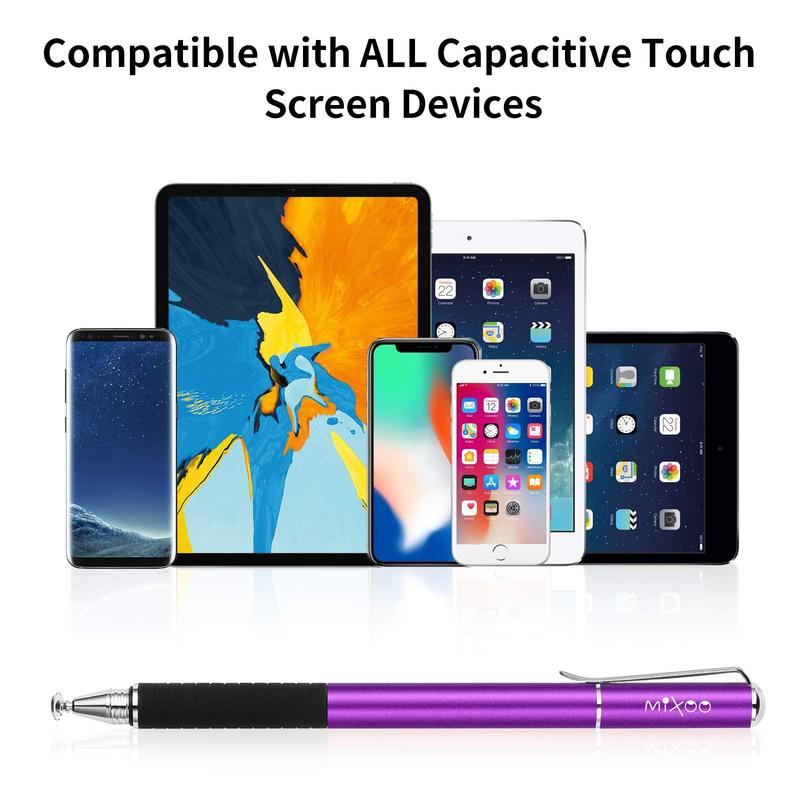 Stylus Pens for Touch Screens - Disc & Fiber Tip 2 in 1 High Sensitivity Universal Stylus for iPad, iPhone, Tablets and Other Capacitive Touch Screens