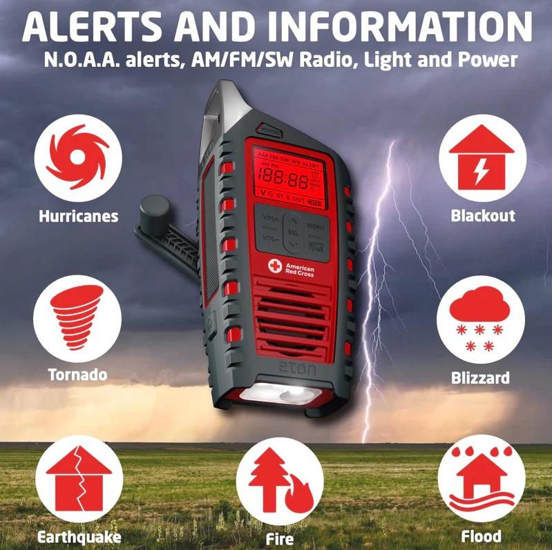 American Red Cross Odyssey | Bluetooth Weather Radio | Solar Powered & Portable