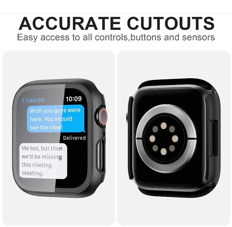 2 Pack Case with Tempered Glass Screen Protector for Apple Watch SE(2023) Series 6 5 4 SE 40mm,JZK Slim Bumper Full Coverage Hard PC Protective Case HD Ultra-Thin Cover for iWatch 40mm,Black+Clear, Smartwatch Cases Accessories Protection Wearable Durable