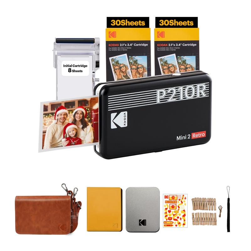 KODAK Mini 2 Retro 4PASS Portable Photo Printer (2.1x3.4 inches) + 68 Sheets Gift Bundle